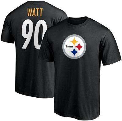 Fanatics Men's T.j. Watt Black Pittsburgh Steelers Player Icon Name And Number T-shirt