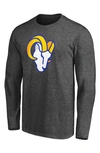 Fanatics Men's Heathered Charcoal Los Angeles Rams Big And Tall Primary Logo Long Sleeve T-shirt In Heather Charcoal