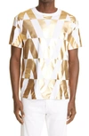 Valentino Metallic Archive Logo Graphic Tee In White Gold