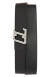 Christian Louboutin Happy Rui Logo Buckle Leather Belt In Black/ Loubi/ Gun Metal