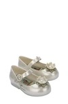 Mini Melissa Kids' Mini Sweet Love Disney Princess Mary Jane In Metallic White/ Green