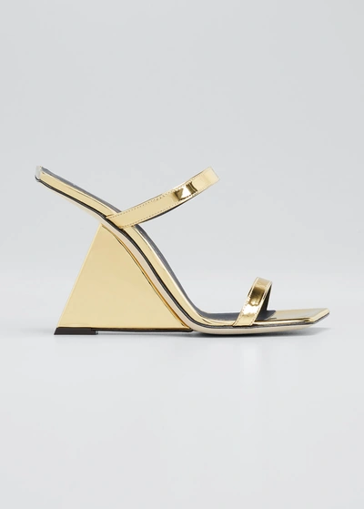 Giuseppe Zanotti Metallic Leather Triangle-heel Mules In Oro