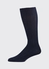 Marcoliani Ribbed Dress Socks In Navy