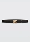 Dolce & Gabbana Black Belt With Dg Logo Buckle With Pearls And Rhinestones In Smooth Leather Woman In Neromulticolor