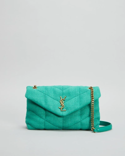 Saint Laurent Ysl Toy Puffer Mini Canvas Crossbody Bag In Basil