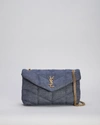 Saint Laurent Ysl Toy Puffer Mini Canvas Crossbody Bag In 4147 Deep Marine