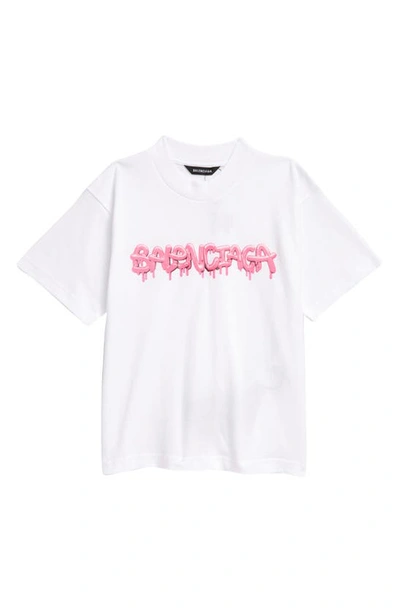 Balenciaga Little Kid's & Kid's Slim Logo T-shirt In 9017 Whitebubble