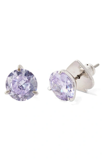 Kate Spade Brilliant Statements Mini Tri-prong Studs In Light Amethyst