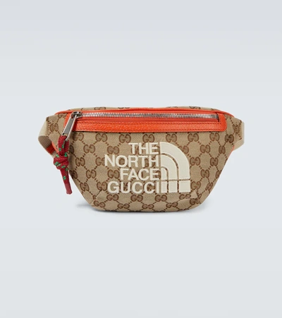 Gucci X The North Face Logo-embroidered Cross-body Bag In Beige