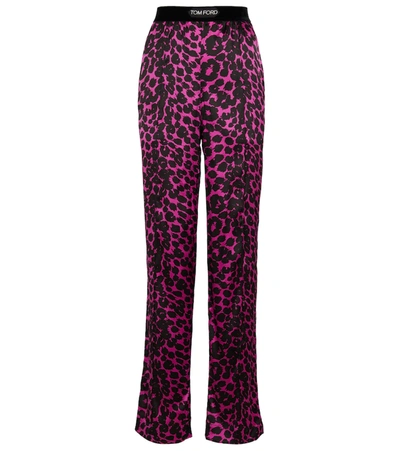 Tom Ford Leopard-print Pants In Pink & Black | ModeSens