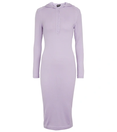 Tom Ford Cashmere And Silk Hoodie Midi Dress In Lilac