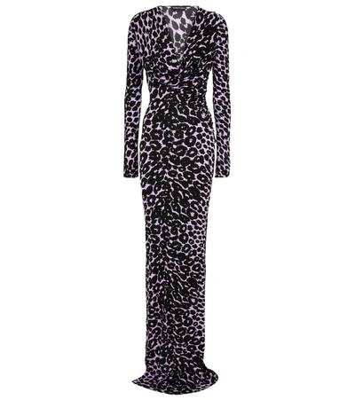 Tom Ford Leopard-print Gown In Iris & Black