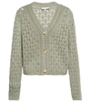 Vince Crochet Wool And Cashmere Cardigan In Artichoke