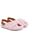 Tod's Slingback Shearling Sandals In Aurora