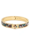 Kate Spade Gold-tone Spade Flower Printed Bangle Bracelet In Multi Floral