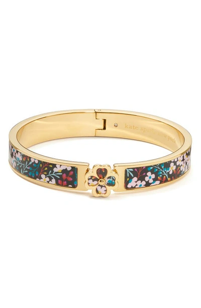 Kate Spade Gold-tone Spade Flower Printed Bangle Bracelet In Gold Multi Floral