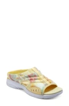 Easy Spirit Women's Traciee Square Toe Casual Flat Sandals Women's Shoes In Mint Multi/ Daffodil