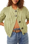 Free People Bonfire Green Cropped Cotton Cardigan