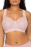 Curvy Couture Luxe Lace Side Support Wire-free Bra In Blushing Rose