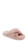 Ted Baker Lopply Faux Fur Slipper In Dusky-pink Woven Unwashed