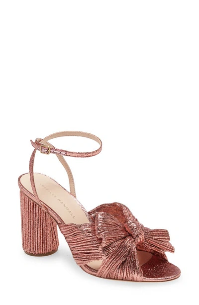 Loeffler Randall Camellia Knotted Metallic Sandals In Metallic Rose