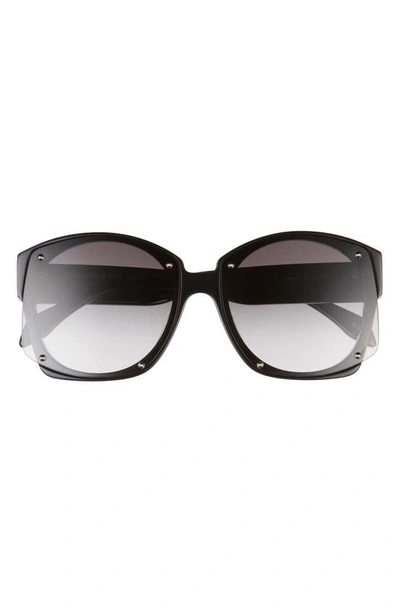 Alexander Mcqueen Studs 61mm Square Sunglasses In Shiny Black