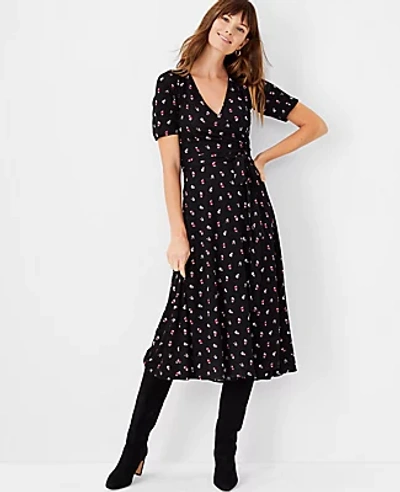 ann taylor black wrap dress Faux Wrap Dress in Black main image 1