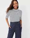 ANN TAYLOR STRIPED MOCK NECK SWEATER TEE,574469