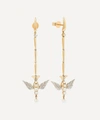 ANNOUSHKA X TEMPERLEY 18CT GOLD PEARL AND DIAMOND LOVEBIRDS STILETTO EARRINGS,000749275