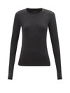 Cordova Round Neck Ribbed Stretch-knit Top In Black