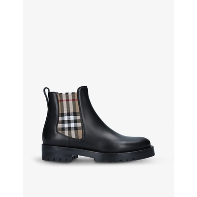 Burberry Allostock Vintage Check-detail Leather Chelsea Boots In Black/comb