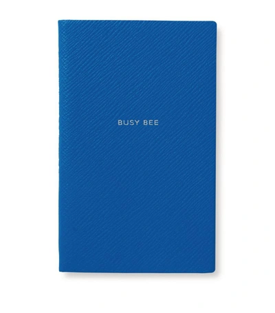 Smythson Leather Busy Bee A6 Notebook In Blue