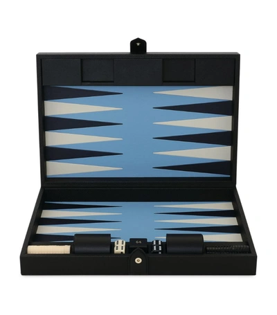 Smythson Leather Panama Backgammon Case In Black