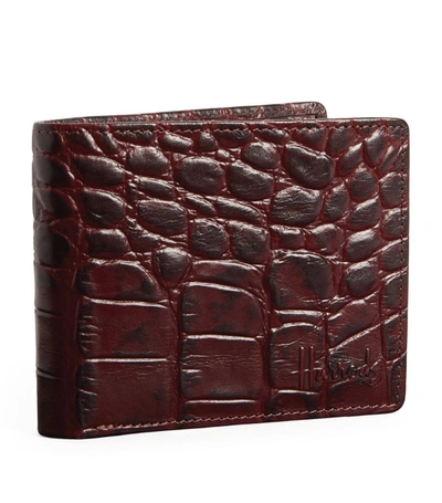 Harrods Croc-embossed Leather Wembley Wallet In Brown