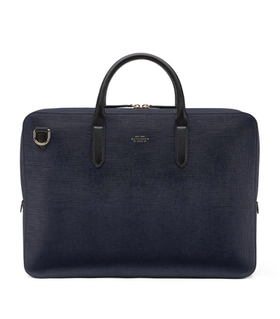 Smythson Leather Briefcase In Blue