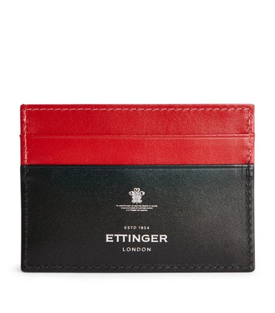 Ettinger Leather Logo Card Holder In Red
