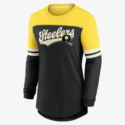 Nike Women's Dri-fit Retro Script (nfl Pittsburgh Steelers) Long-sleeve T-shirt In Black