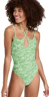 JONATHAN SIMKHAI ALAYNA ABSTRACT FERN TEARDROP CUTOUT SWIMSUIT,JONDB30835