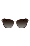 Ferragamo Vara 59mm Rectangular Sunglasses In Gold/ Burgundy