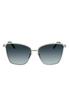 Ferragamo Vara 59mm Rectangular Sunglasses In Gold/ivory