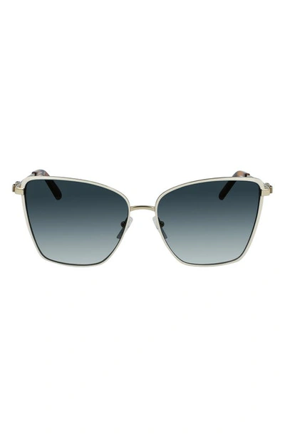 Ferragamo Vara 59mm Rectangular Sunglasses In Gold/ Ivory