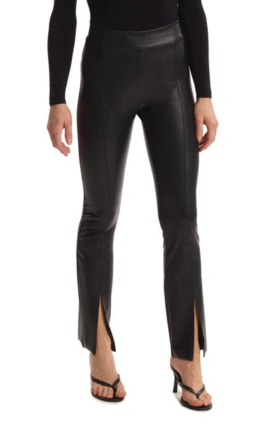 Commando Mid-rise Faux Leather Split Flared Leggings In Black