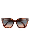 Tom Ford Selby 55mm Square Sunglasses In Brown