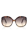 Tom Ford Chiara 60mm Round Sunglasses In Brown / Grey