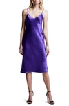 L Agence Jodie V Neck Slip Dress In Purple