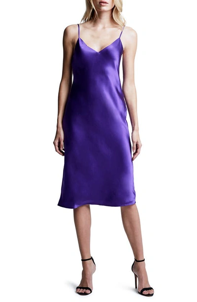 L Agence Jodie V Neck Slip Dress In Purple