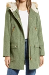 Sam Edelman Hooded Duffle Coat In Fern Green