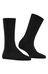 Falke Cosy Wool Ribbed Boot Socks In Black
