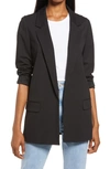 Allsaints Aleida Open Front Jersey Blazer In Black
