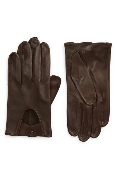 Seymoure Washable Leather Driver Gloves In Espresso